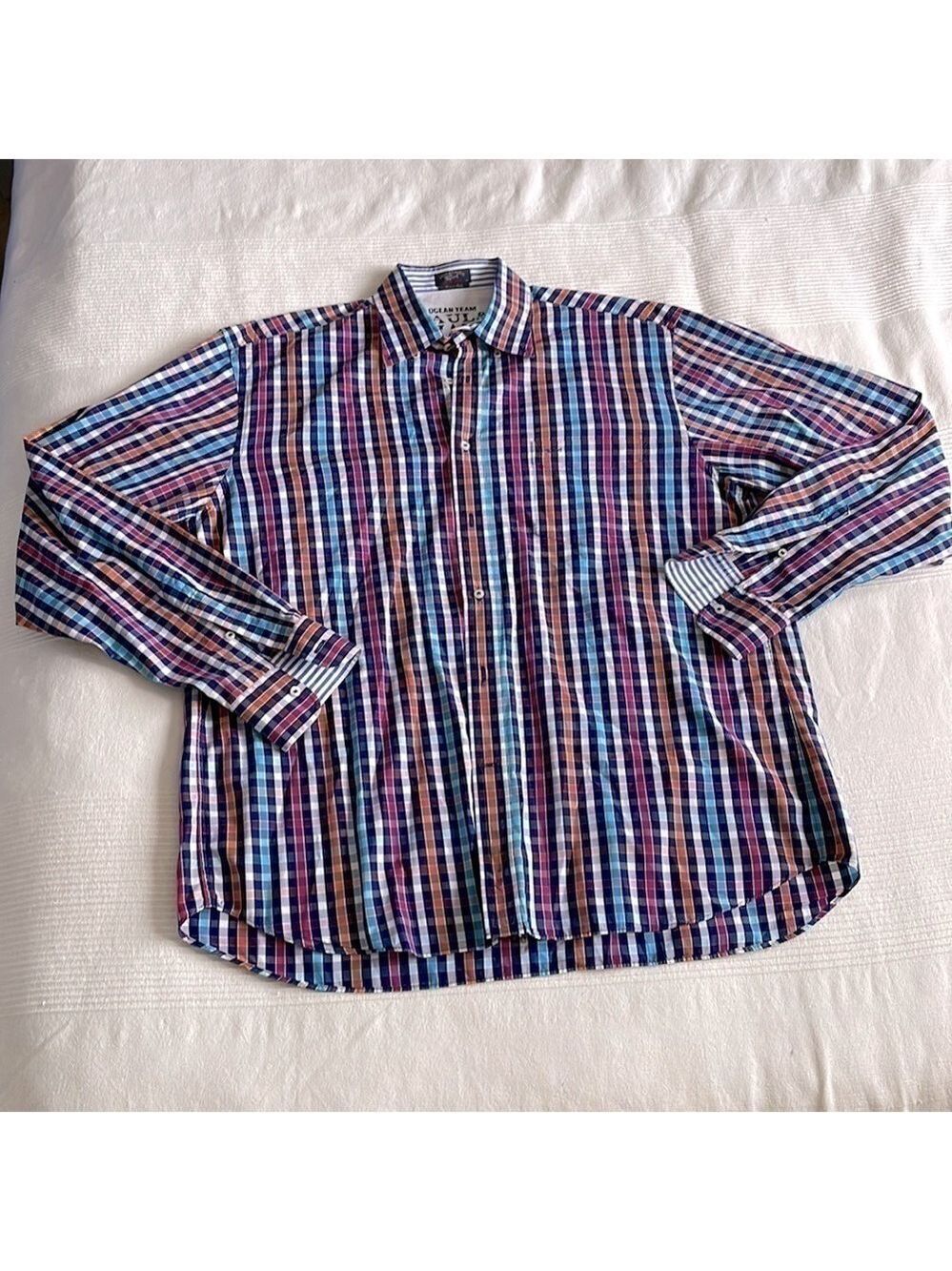 Paul & Shark Ocean Team Multicolour Check Long Sleeve Button Up Size XXL